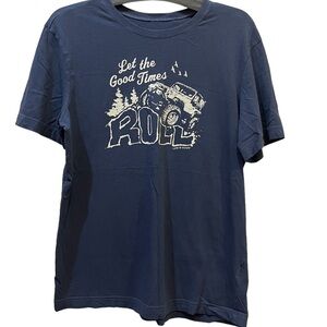 Life is Good “ Let the Good times Roll” Blue Gray Short Sleeve Tee Shirt Sz S